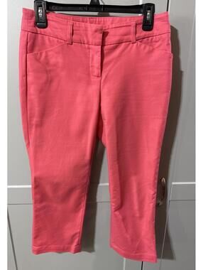 Dalia Collection Modern Fit Coral Pink Stretch Cotton Pants Size 2